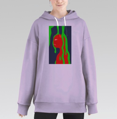 Красный человек в зелёных потоках тоскливое настроение, Hoodie Long Oversize Fiolet