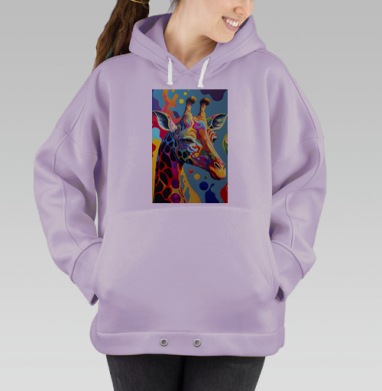 Красочный жираф арт, Hoodie Oversize Fiolet