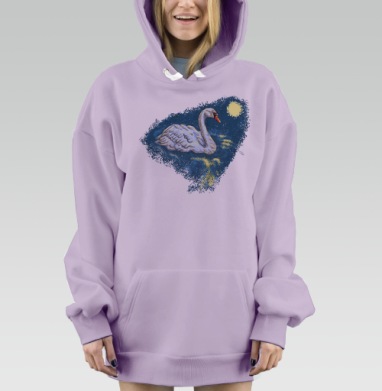 Лебедь при луне, Hoodie Mjhigh Dig Mel, Fiolet, утепленная