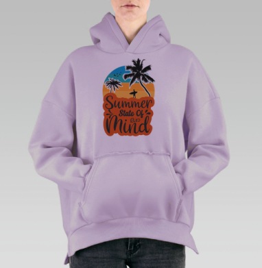 Летнее настроение свобода пляж отдых легкость, Hoodie Oversize Fiolet, утепленная