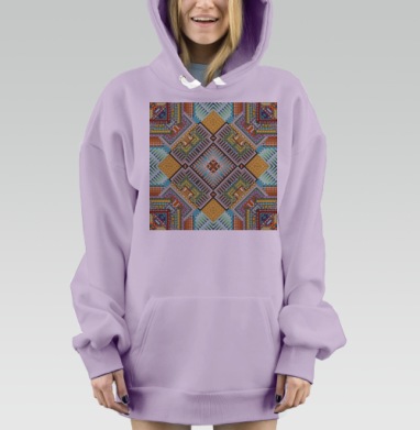 Цифровой пиксельный мандальный узор, Hoodie Mjhigh Dig Mel, Fiolet, утепленная