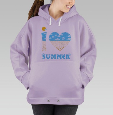 Любовь к лету с полевыми цветами голубое небо SUMMER, Hoodie Oversize Fiolet