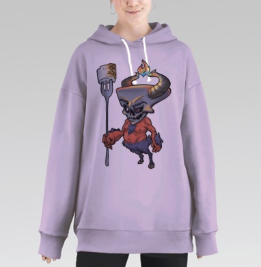 Маленький демон с вилкой и зефиром Маленький демон с вилкой и зефиром, Hoodie Long Oversize Fiolet