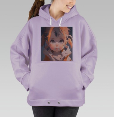 Малышка с большими глазами и трогательным выражением лица, Hoodie Oversize Fiolet