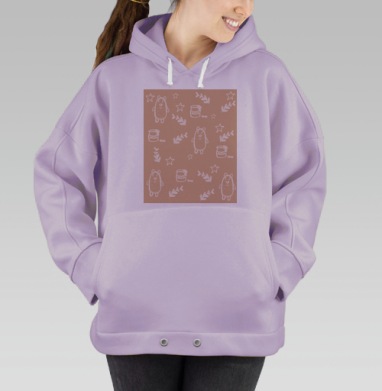 Медведи с мёдом и звёздами на бежевом фоне для детей, Hoodie Oversize Fiolet