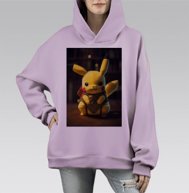 Милый желтый персонаж защитник снаряжение на столе, Hoodie Mono Fiolet, оверсайз, утепленная