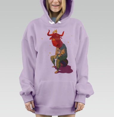 Красный бык в короне и бабочках, Hoodie Mjhigh Dig Mel, Fiolet, утепленная