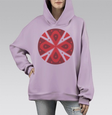 Модерн Геометрия Красного Симметрия Взаимодействия Форм, Hoodie Mono Fiolet, оверсайз, утепленная