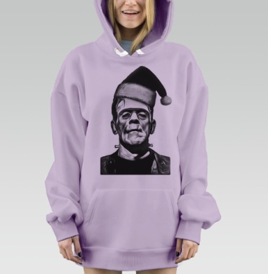 Монстр Франкенштейн в шапке Санты Клауса новогодняя коллекция, Hoodie Mjhigh Dig Mel, Fiolet, утепленная