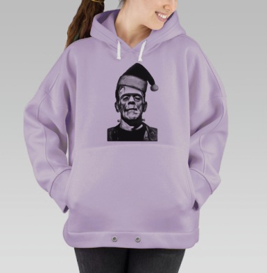 Монстр Франкенштейн в шапке Санты Клауса новогодняя коллекция, Hoodie Oversize Fiolet