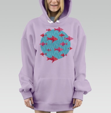 Море и рыбки, Hoodie Mjhigh Dig Mel, Fiolet, утепленная