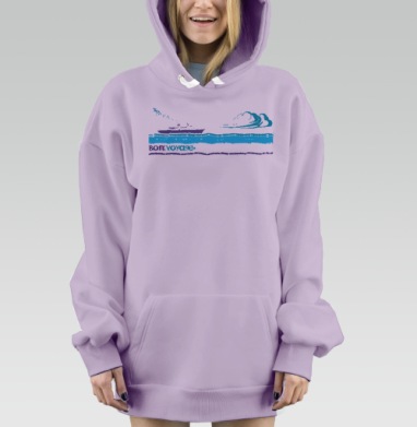 Морское путешествие с кораблем и надписью Bon Voyage Счастливого пути, Hoodie Mjhigh Dig Mel, Fiolet, утепленная