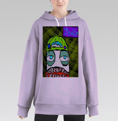 Мрачный кислотный монстр с глазами рот война атака, Hoodie Long Oversize Fiolet