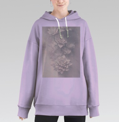 Мягкое цветочное спокойствие нежных природных оттенков, Hoodie Long Oversize Fiolet
