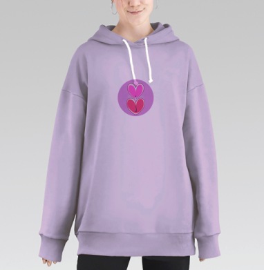 Нежные розовые сердца символ любви на фоне, Hoodie Long Oversize Fiolet