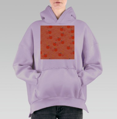 Нежные руки держат мандарин мягкие теплые оттенки, Hoodie Oversize Fiolet, утепленная