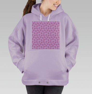 Нежные садовые розы в пастельных тонах бесшовный паттерн, Hoodie Oversize Fiolet