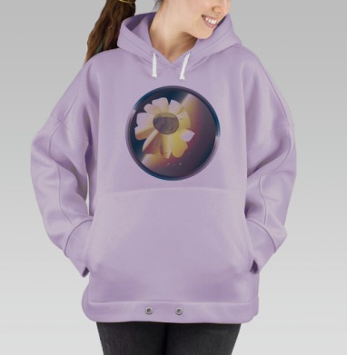 Нежный белый цветок раскрывающийся в мягком свете сцены, Hoodie Oversize Fiolet