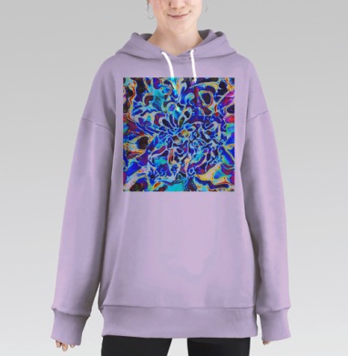 Неоновый коктейль и замес абстрактного искусства тренд 2021 года, Hoodie Long Oversize Fiolet