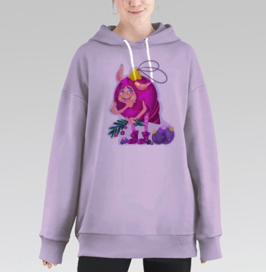 Новогодний дух игрушек задумчивый и веселый всегда рядом, Hoodie Long Oversize Fiolet