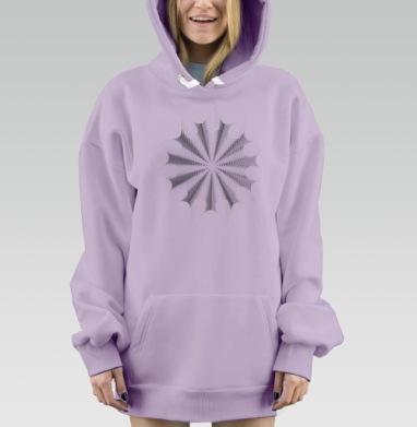 Объемная серая звезда глубина симметрия движения, Hoodie Mjhigh Dig Mel, Fiolet, утепленная