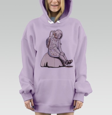 Меланхоличный космонавт в мягкой позе, Hoodie Mjhigh Dig Mel, Fiolet, утепленная