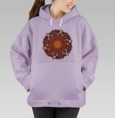 Декоративная мандала в тёплых оранжево-коричневых тонах, Hoodie Oversize Fiolet