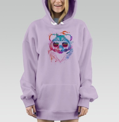 Панда в очках с закатным отражением new retro wave, Hoodie Mjhigh Dig Mel, Fiolet, утепленная