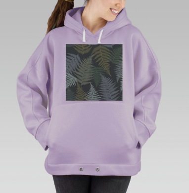 Папоротник зеленые листья на темном фоне для настенных, Hoodie Oversize Fiolet