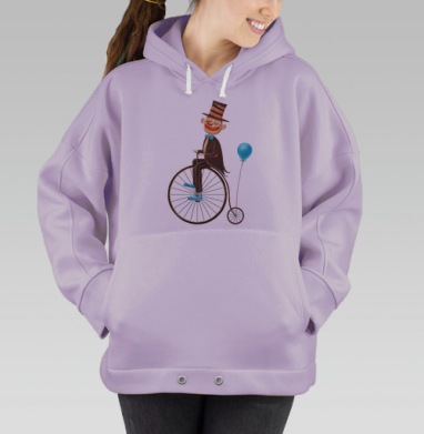 Винтажный плакат с клоуном на пенни-фартинге, Hoodie Oversize Fiolet