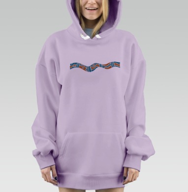 Переплетение лент абстрактное в темных цветах на сером фоне, Hoodie Mjhigh Dig Mel, Fiolet, утепленная