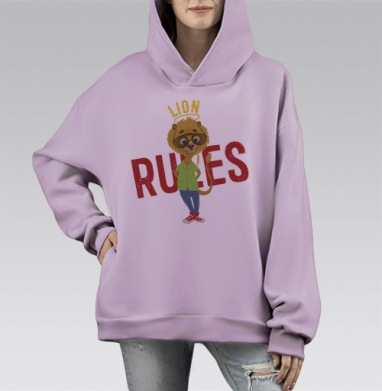 Период Льва Правят Львы RUЯES, Hoodie Mono Fiolet, оверсайз, утепленная