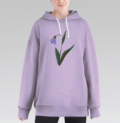 Нежный подснежник векторный рисунок, Hoodie Long Oversize Fiolet