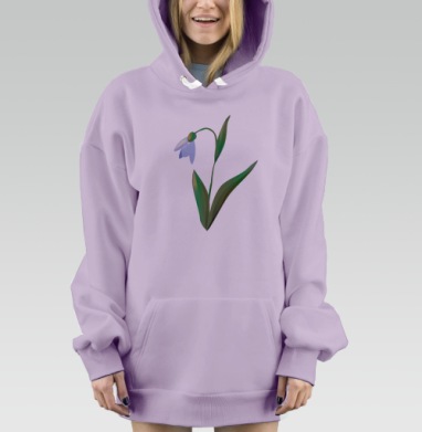 Нежный подснежник векторный рисунок, Hoodie Mjhigh Dig Mel, Fiolet, утепленная