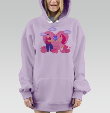 Подарок любви семья и любовь, Hoodie Mjhigh Dig Mel, Fiolet, утепленная