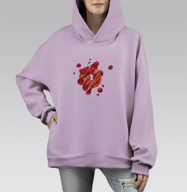 Пышка, Hoodie Mono Fiolet, оверсайз, утепленная