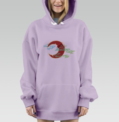 Разрушающийся красный круг с дымом красная ночь, Hoodie Mjhigh Dig Mel, Fiolet, утепленная