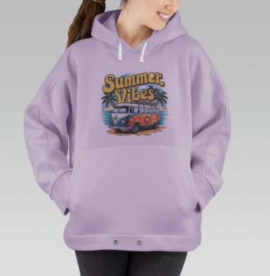 Ретро фургон пляж отдых летние вибрации, Hoodie Oversize Fiolet