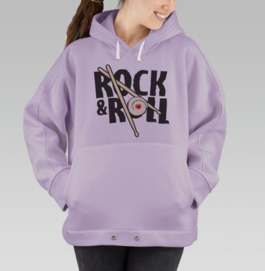Рок-н-ролльная подача суши с черепом и палочками ROCK ROLL, Hoodie Oversize Fiolet