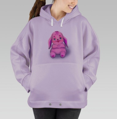 Розовый зайчик с сердечком ласковое символы любви, Hoodie Oversize Fiolet