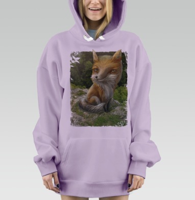 Игривый лис: яркий арт с характером и загадкой, Hoodie Mjhigh Dig Mel, Fiolet, утепленная