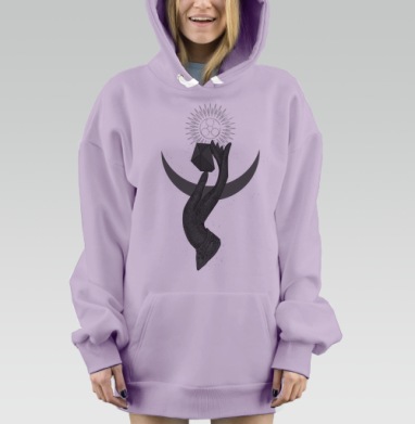Мистическая рука с кристаллом и солнечным символом, Hoodie Mjhigh Dig Mel, Fiolet, утепленная