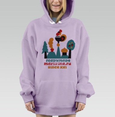 Русская деревня с петухом и храмом since xxi, Hoodie Mjhigh Dig Mel, Fiolet, утепленная