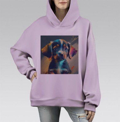 Щенок Доверие Любовь Милый Вместе, Hoodie Mono Fiolet, оверсайз, утепленная