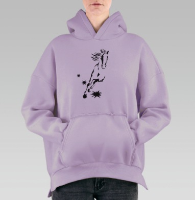 Скачущий конь энергия свобода мощь дуги, Hoodie Oversize Fiolet, утепленная