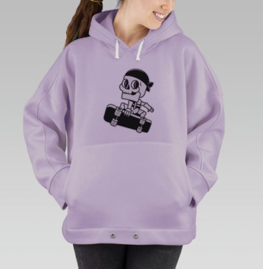 Скелет Прыгает на Скейтборде Энергия Свободы, Hoodie Oversize Fiolet