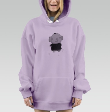 Антропоморфный слон в футболке с бабочкой, Hoodie Mjhigh Dig Mel, Fiolet, утепленная