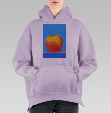 Сочный персик летнее настроение свежесть, Hoodie Oversize Fiolet, утепленная