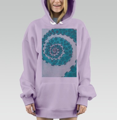 Спиральное движение бирюзовое вращение волн, Hoodie Mjhigh Dig Mel, Fiolet, утепленная