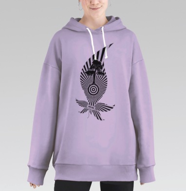 Стилизованное древо мишень энергии красный фон, Hoodie Long Oversize Fiolet